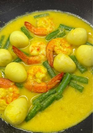 Foto resep Udang telur puyuh bumbu kuning