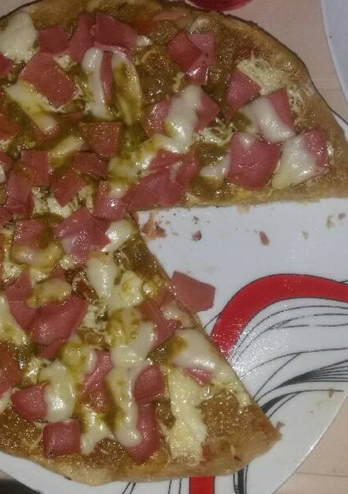 Una foto de Pizza casera sin horno!!!!