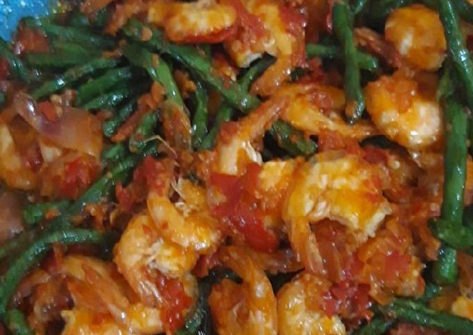 Udang balado kacang panjang simple