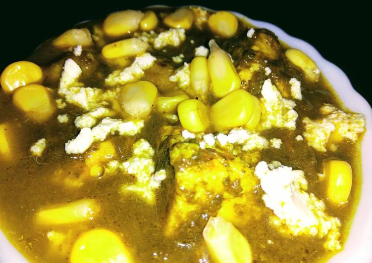 Steps to Prepare Super Quick Homemade Palak paneer with Makkana and Corn