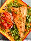 Spanish Marinaded Cod with Salsa Sweet Potatoes
