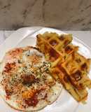 Waffle de envuelto y huevo frito 🍳
