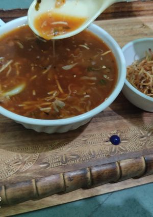 A picture of Manchow soup(Indo-chinese).