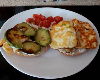 Fresh, Cooking Recipe My Grilled Halloumi  Avocado Bagel with a hint of Chilli  Delicious and Healthy