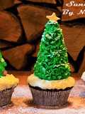 Christmas Tree Cupcakes | Eggless Chocolate Cup Cakes