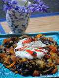 Turkish Grilled eggplant salad with yogurt-mint sauce