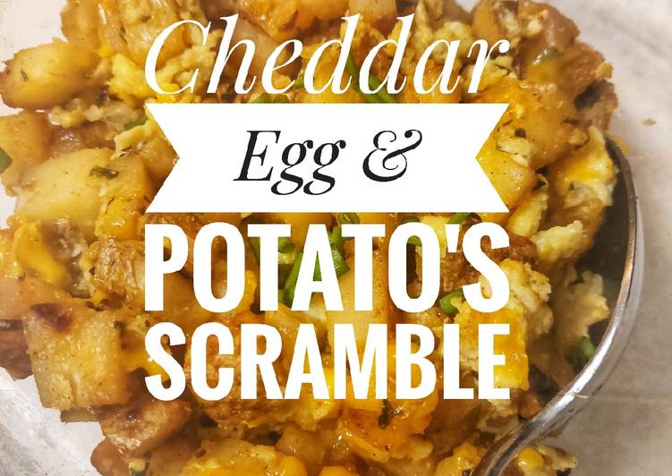 Steps to Make Quick Cheddar Egg &amp; Potato Scramble 🥔🧀🥚
