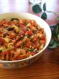 Eggplant and Roasted Red Pepper Escalivada with Tomato and Carrot