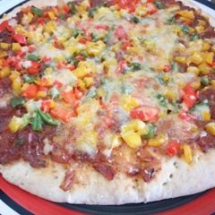 A picture of Rainbow Vegetable Pizza.
