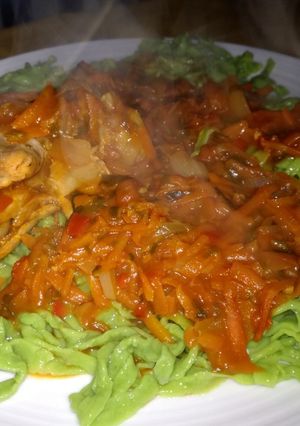 Una foto de Fideos caseros de espinaca