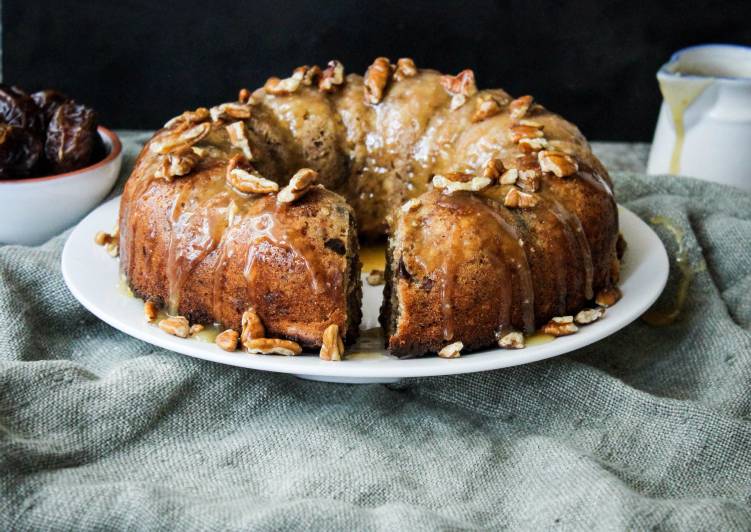 Spiced Pecan nut and Date pudding in a bundt