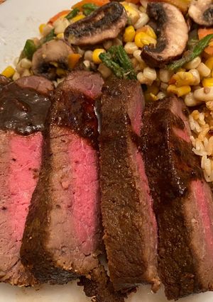 Foto resep Pan Fried Medium Rare Steak Sous Vide Cooking Style