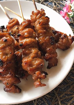 A picture of 🧑🏽‍🍳🧑🏼‍🍳 Pork BBQ • Thai Style Pork Skewer Recipe • Moo Ping |ThaiChef Food.