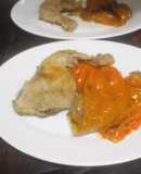 Contramuslos de pollo con pimientos italiamos