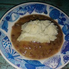 A picture of Milky ugali with buttered beans.
