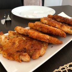 A picture of Chicken-cheese pancakes.