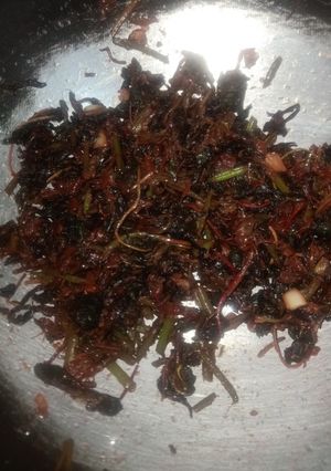 A picture of Red Amaranthus or Lal Math chi Bhaji.