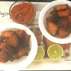 A picture of Masala purple yam / kand.