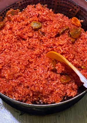 Hình của món Xôi gấc siêu đỏ.