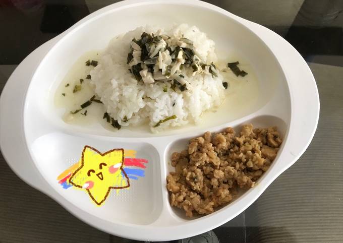 Resep Mpasi tempe penyet kuah sawi enoki 11m, Enak