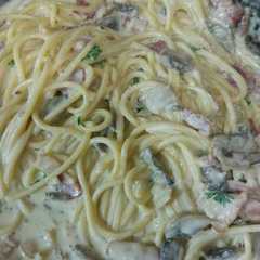 รูปของ Spaghetti in creamy mushroom sauce