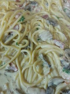 Foto resep Spaghetti in creamy mushroom sauce