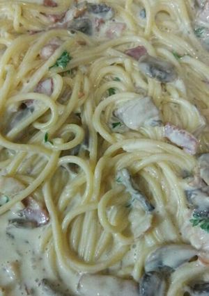 Foto resep Spaghetti in creamy mushroom sauce