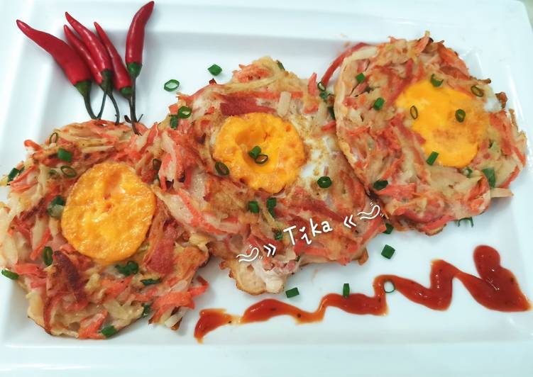 Resep 26. Pancake sarang burung (鸟巢鸡蛋饼) Anti Gagal