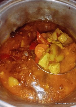 Foto resep Sayur lodeh kuah kuning pedas