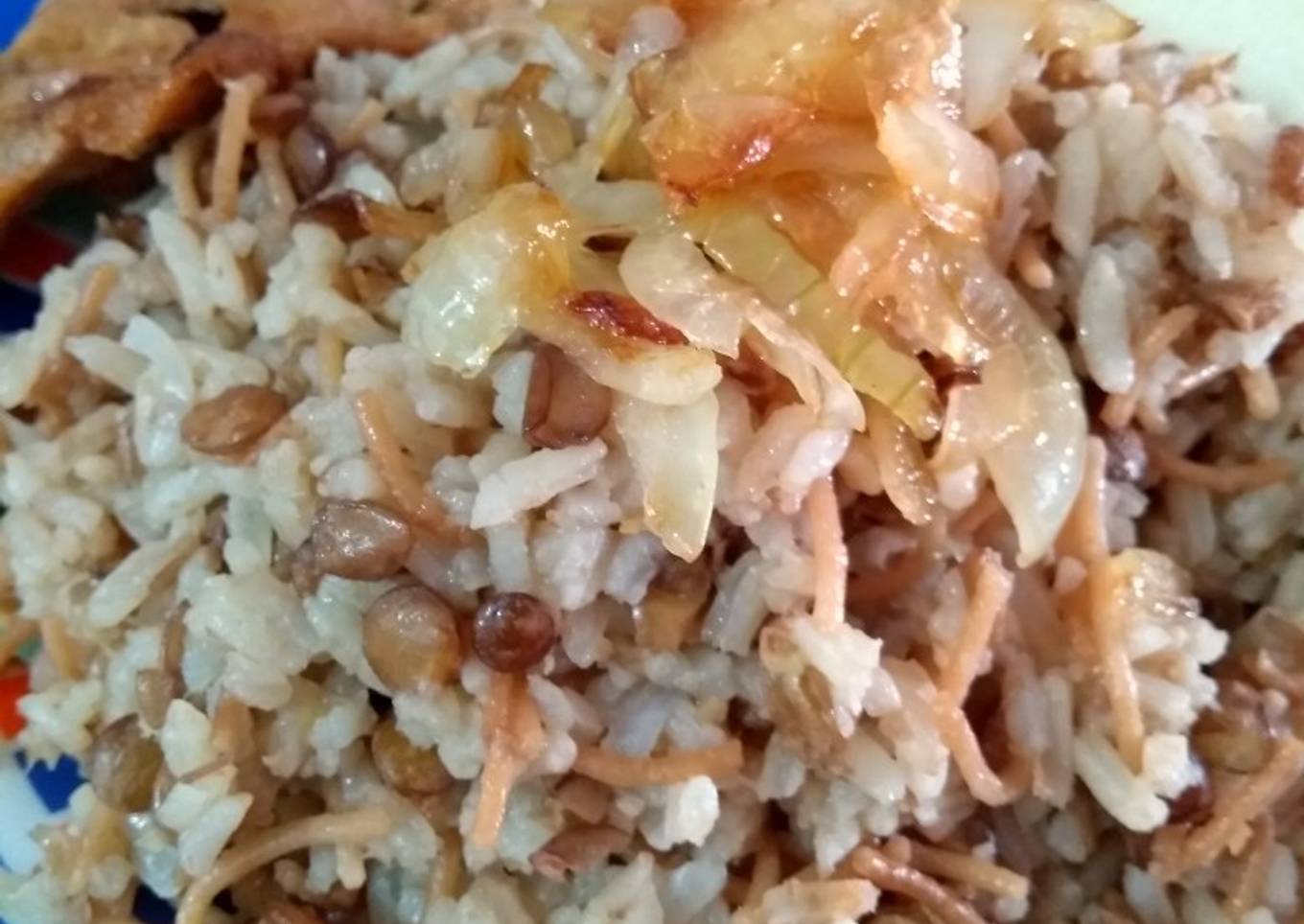 Arroz de Palito con Lentejas y cebolla Caramelizada