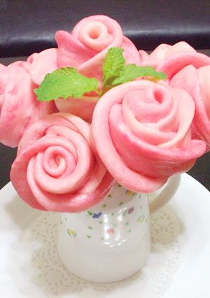 玫瑰花造型饅頭 的食譜成品照片