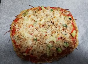 Una foto de Falsa pizza, la base de romanescu