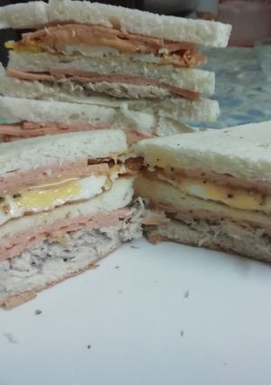A picture of Chicken Salami Club Sandwich.