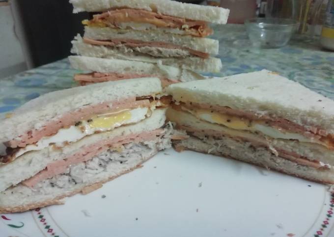 Recipe of Favorite Chicken Salami Club Sandwich