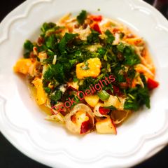 A picture of Litchi mango curd salad.