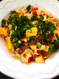 A picture of Litchi mango curd salad.