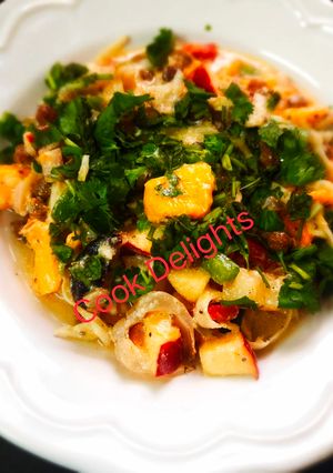 A picture of Litchi mango curd salad.