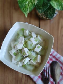 Foto resep Kuah Bening Tahu Putih + Labu Siam