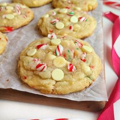 A picture of White Chocolate Candy Cane Cookies.