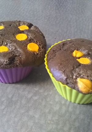 Una foto de Magdalenas de chocolate con chispas de caramelo