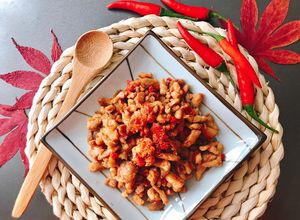 Hình của món Thịt Băm Rang Tỏi Ớt.