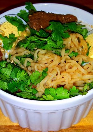 A picture of Mike's 3 Minute Dashi Beef Ramen Noodle Soup.