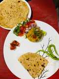 Masoor Dal Bharta with North Indian Style Chapati and Chatpata Mango Pickle