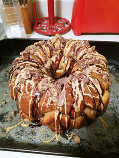 A picture of Reese PB Cup Monkey Bread.