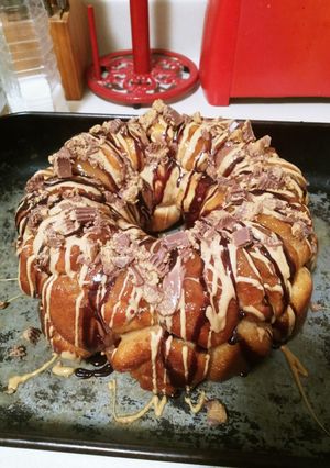 A picture of Reese PB Cup Monkey Bread.