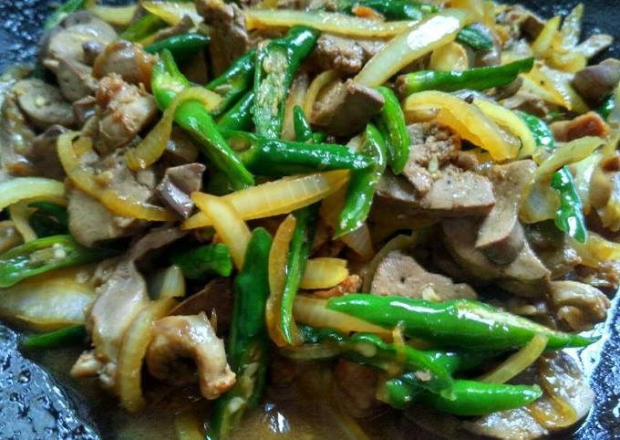 Resep: 12. Oseng Jeroan Ayam Cabai Hijau Yang Mudah