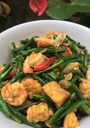 Foto resep Tumis kacang panjang tempe udang