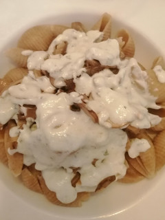 Una foto de Pasta con champiñones y queso