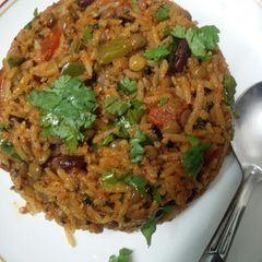 Brown lentil and kidney beans pulao(Jain) A picture of Brown lentil and kidney beans pulao(Jain).