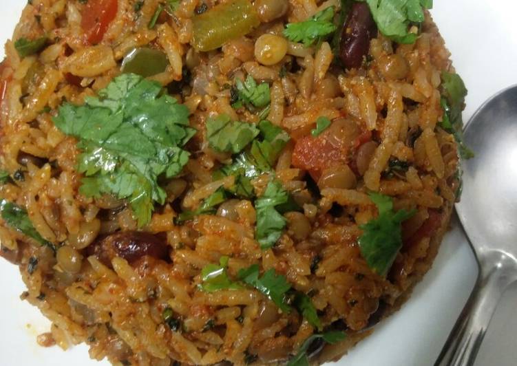 Brown lentil and kidney beans pulao(Jain)